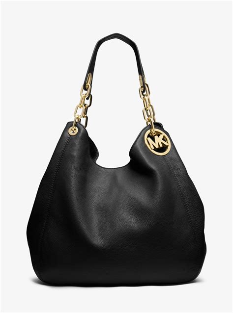 michael kors fulton large leather shoulder bag dark taupe|fulton leather shoulder bag.